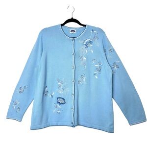 Vintage Grannycore Cottagecore Boho Embroidered Floral Beaded Feminine Cardigan